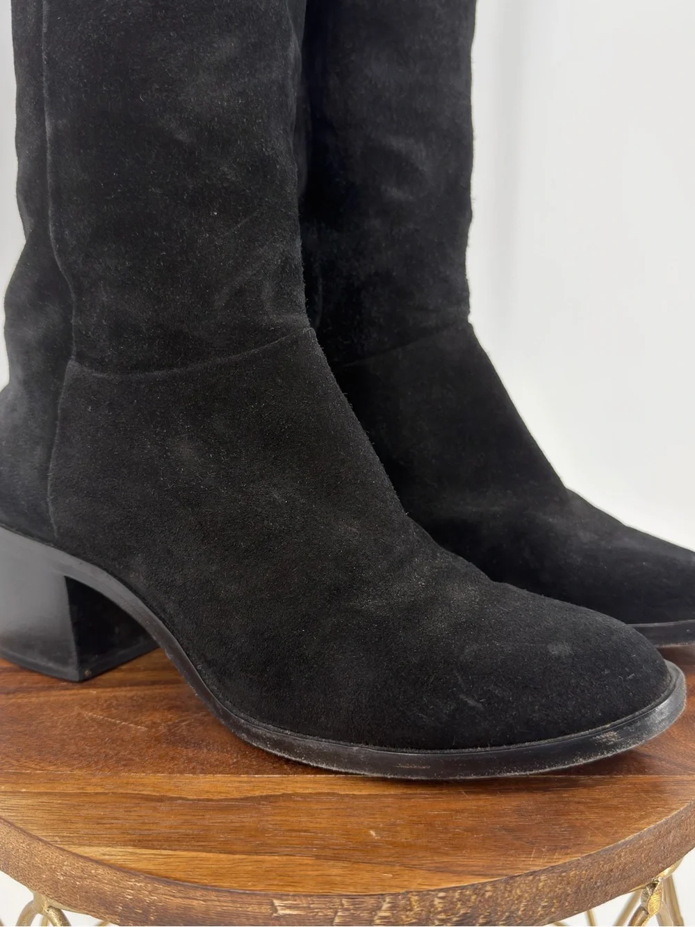 Rag & Bone Black Suede Over‎ the Knee Boots EU 39.5 Block Heel